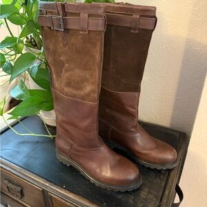 Barbour Brown Leather and Suede Knee-High Riding Boots
